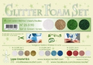 Leane Creatief Glitter Foam nr 2, 4x A4 grøn, guld og sølv Assorterede farver